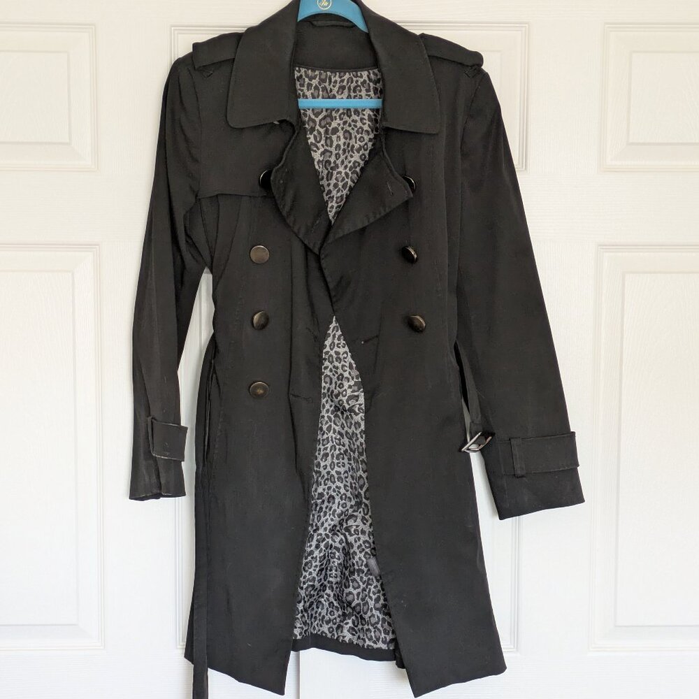 F&F Black Trench Coat - Large